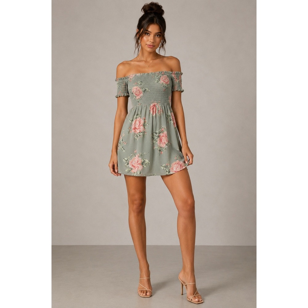 Show Me Your Mumu Floral Mini Dress Women S Cottagecore Smocked Off Shoulder S